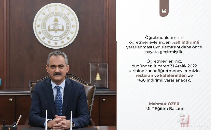 Öğretmenlere restoranlarda ve kafelerde YÜZDE 30 İNDİRİM! Bakan Özer açıkladı! 31 Aralık'a kadar geçerli! 2