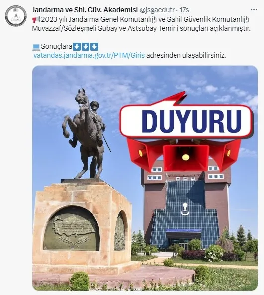 Jandarma subay-astsubay alımı sonuçları açıklandı! Subay astsubay temini sınav sonucu sorgulama ekranı 2023! MUVAZZAF/SÖZLEŞMELİ, TABİP/DİŞ TABİBİ/VETERİNER... vatandas.jandarma.gov.tr