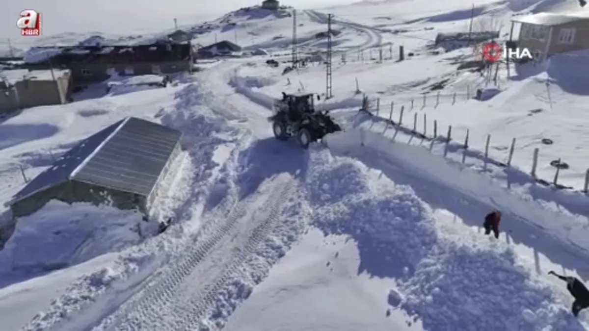 Bitlis'te Süphan Dağı eteğindeki beldede zorlu kar mesaisi