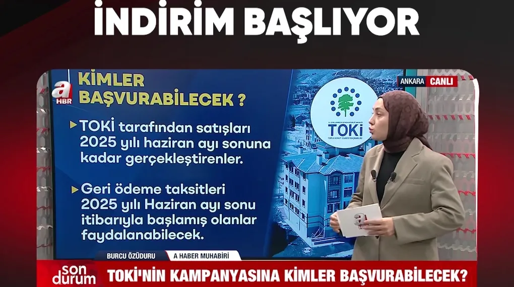 TOKİ'DE YÜZDE 25 İNDİRİM BAŞLIYOR