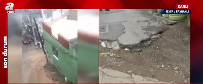 İzmir'de altyapı isyanı! Aşırı yağış sonrası köstebek yuvasına dönen yol çöktü - 1