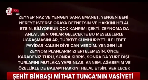 Afrin şehidi Binbaşı Mithat Dunca'dan duygulandıran vasiyet - 1