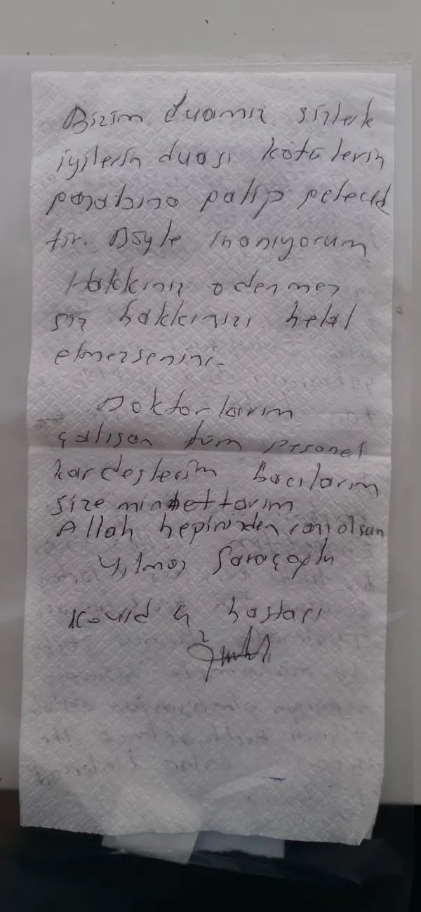 1609330379734.jpg Taburcu olurken yatağına bıraktı! Korona hastasının duygulandıran mektubu - 2