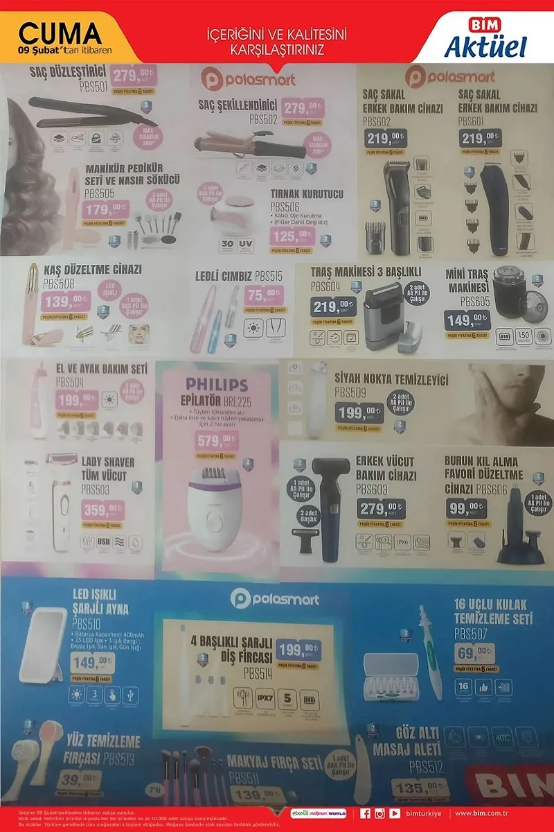 9 Şubat BİM aktüel ürünler kataloğu görüldü! BİM’e tam sayfa uygun fiyatlı kişisel bakım cihazları geliyor