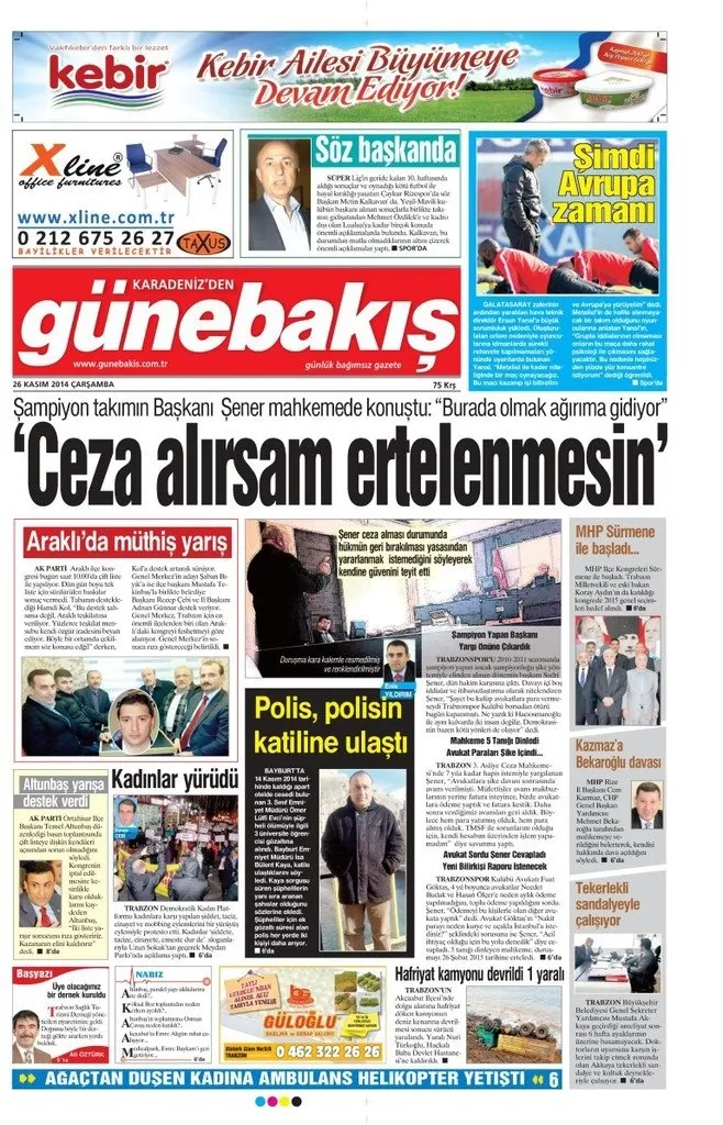 26/11/2014 - Anadolu gazeteleri manşetleri
