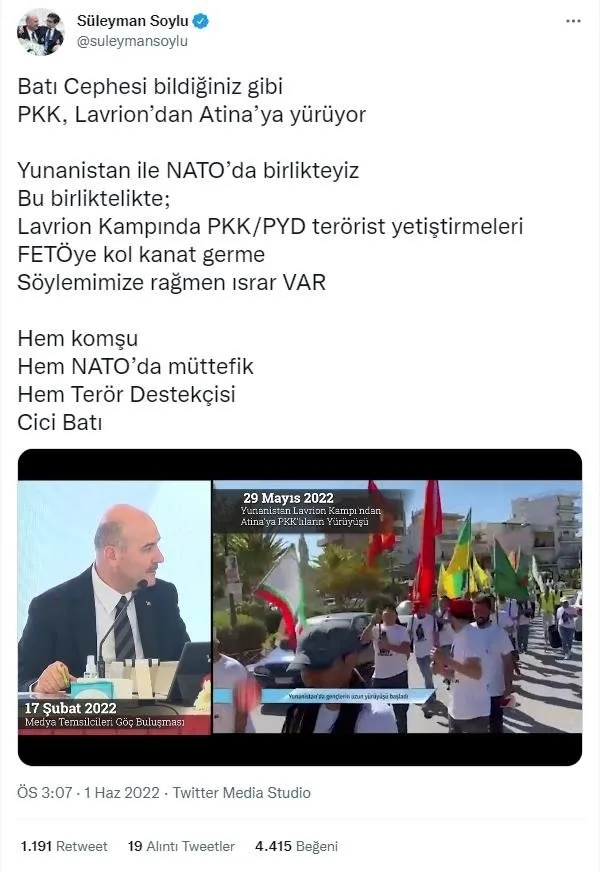 Son dakika: Yunan Büyükelçi Lazariz Türk Dışişleri’ne çağrıldı! Terör örgütü PKK gösterisine tepki