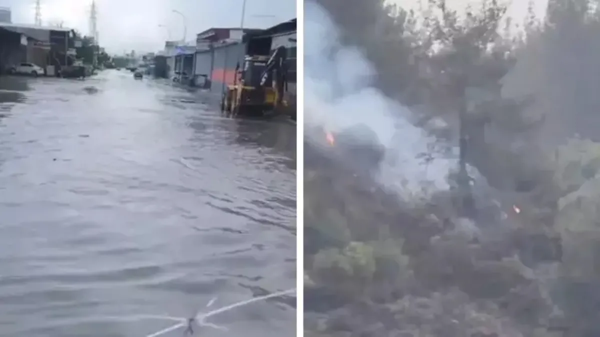 Osmaniye'de sağanak; yıldırım orman yangınına neden oldu