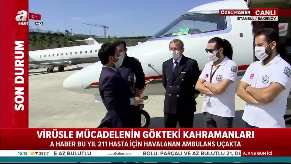 Son dakika haberi... Koronavirüsle mücadelenin gökteki kahramanları! A Haber ambulans uçakta |Video