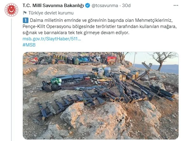 Pençe-Kilit’te PKK’ya şok: Mağarada çok sayıda silah ve mühimmat ele geçirildi