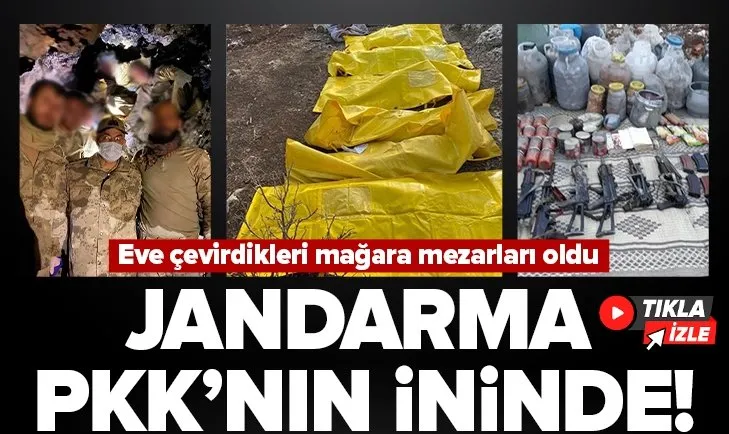 Jandarma PKK’nın inine girdi! Teröristlerin mağaradan dönüştürdükleri evleri başlarına yıkıldı