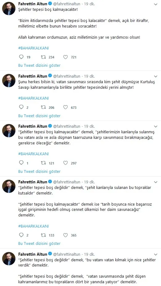 Cumhurbaşkanlığı İletişim Başkanı Fahrettin Altun: "Şehitler tepesi boş değildir" demek... - 1