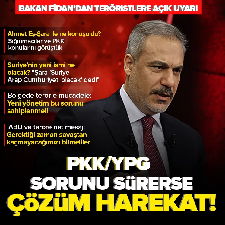 Bakan Fidan’dan Suriye’de PKK/YPG’ye net mesaj!
