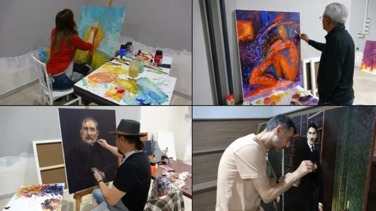 Erzurum'da gençler Plastik Sanatlar Çalıştayı'nda sanatçılarla buluştu