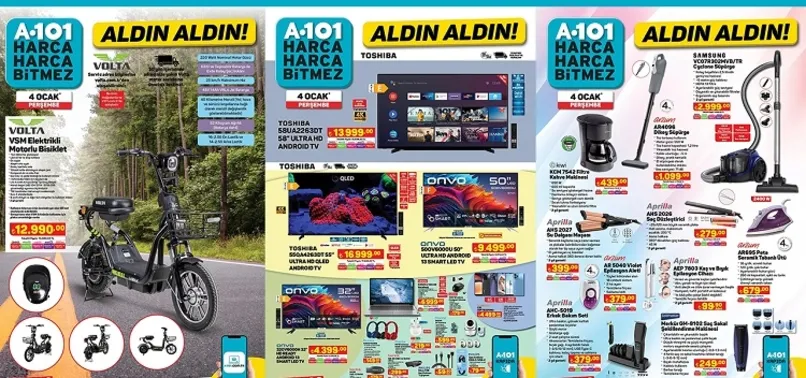 4 Ocak A101 aktüel indirim kataloğu yayınlandı! Filtre kahve makinesi, Samsung süpürge, Arzum ütü, Granit tencere seti uygun fiyattan satışta