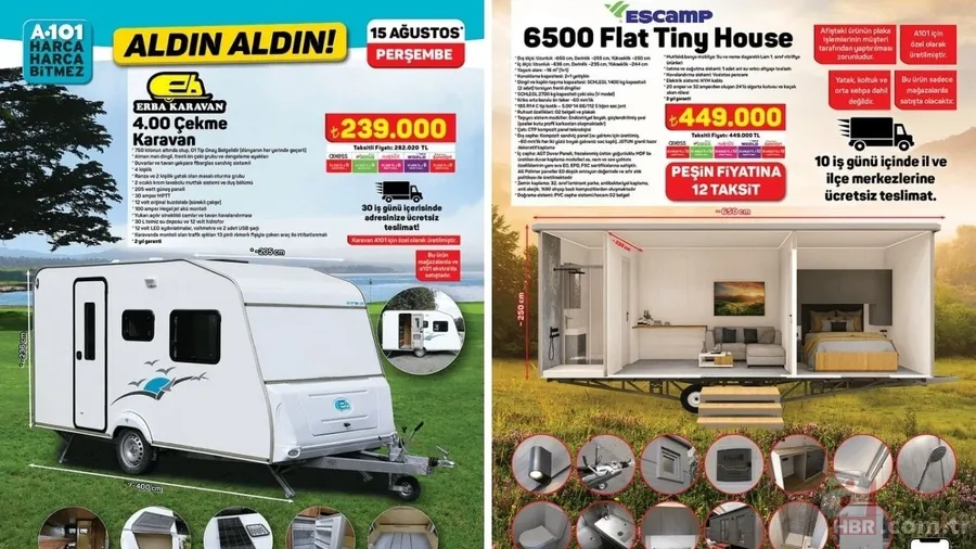 15 Ağustos A101 kataloğu 2024 | Aldın Aldın denildi ürünleri gören koştu: Elektrikli moped, 6500 flat tiny house, çekme karavan... 1