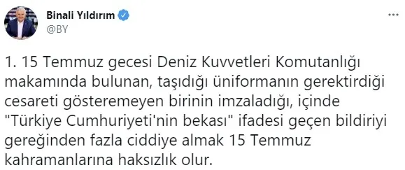 Son dakika: AK Parti Genel Başkanvekili Binali Yıldırım'dan darbe imalı bildiriye sert tepki - 2