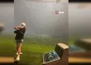 Havadaki golf topuna yıldırım çarptı