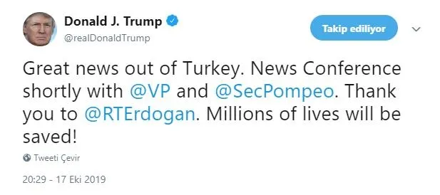 Erdoğan - Pence görüşmesinin ardından Trump’tan açıklama