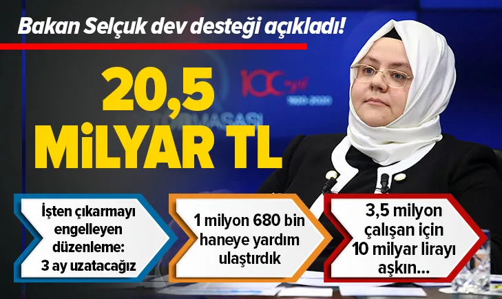 Son dakika: Bakan Zehra Zümrüt Selçuk: 20,5 milyar liralık nakdi destek sağladık
