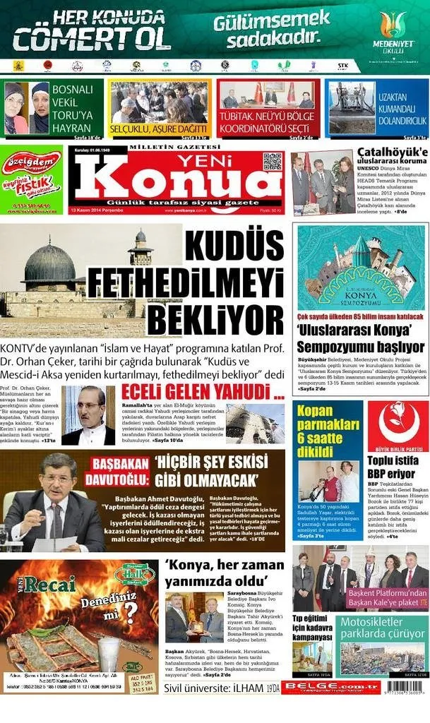 13/11/2014 - Anadolu gazeteleri manşetleri