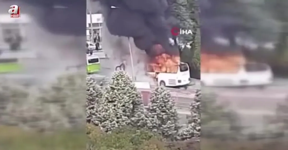 Yolcu otobüsü alevlere teslim oldu
