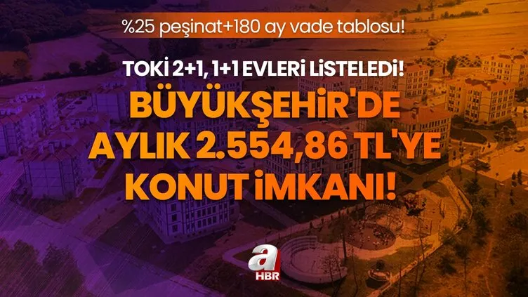 Büyükşehir'de aylık 2.554,86 TL'ye konut imkanı! TOKİ 2+1, 1+1 evleri listeledi! %25 peşinat+180 ay vade tablosu! 43, 48, 64,84 metrekare… Büyükşehir'de aylık 2.554,86 TL'ye konut imkanı! TOKİ 2+1, 1+1 evleri listeledi! %25 peşinat+180 ay vade tablosu! 43, 48, 64,84 metrekare…