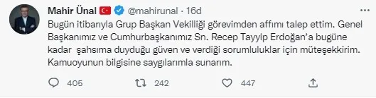 AK Parti Grup Başkanvekili Mahir Ünal görevinden affını istedi! İşte yerine atanan isim! Özlem Zengin kimdir?