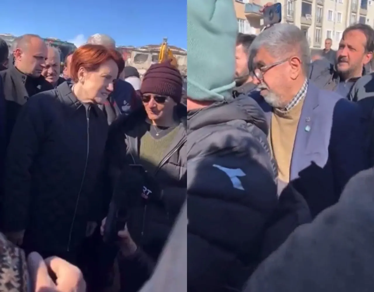 Enkaz başında 'İYİ' tiyatro! Parti rozetiyle Akşener'e devleti kötüledi! Diğer depremzedeler tepki gösterdi: "Manipülasyon yapıyorsun"