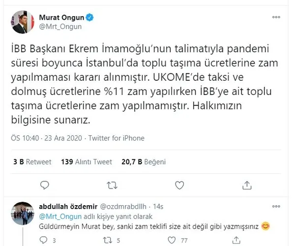 İBB Sözcüsü Murat Ongun’un bir yalanı daha deşifre oldu! İstanbul’da taksi, minibüs ve dolmuş ücretlerine zammı... - 1