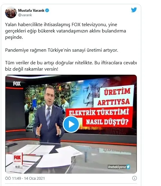 FOX TV’nin sanayi üretimi üzerinden yaptığı kriz algısı çöktü! A Haber canlı yayında grafiklerle yalanlandı