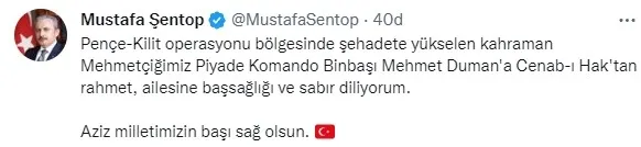 MSB: Pençe Kilit’te Binbaşı Mehmet Duman şehit oldu