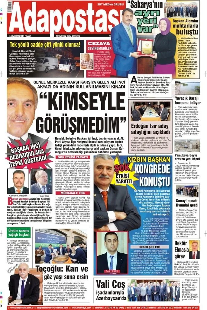 16/11/2014 - Anadolu gazeteleri manşetleri