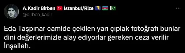 Eda Taşpınar’dan camide skandal paylaşım: Tepkiler sonrası apar topar kaldırdı