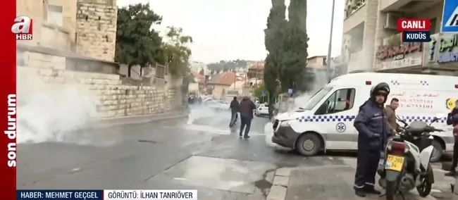 İsrail polisi A Haber kameramanına vurdu! Namaz kılan engelliye gözaltı
