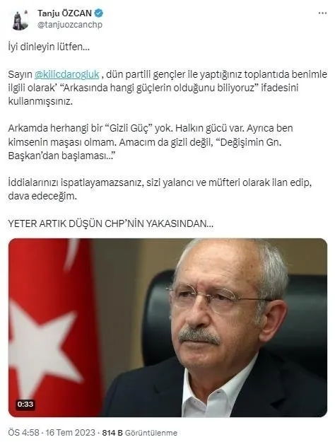 1689903053061.jpg CHP yangın yeri! Parti içinde skandalların ardı arkası kesilmiyor! Özcan'dan Kılıçdaroğlu'na salvo: Zavallısın... Yalan söylüyorsun - 3