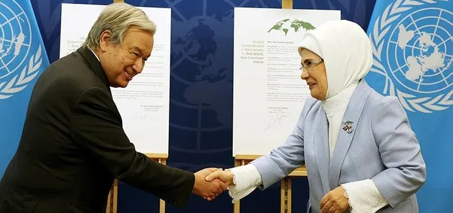 Emine Erdoğan ve BM Genel Sekreteri Guterres Sıfır Atık Projesi için iyi niyet beyanı imzaladı