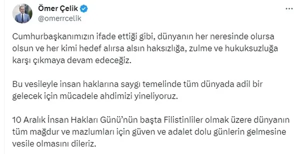 ak-parti-sozcusu-omer-celikten-abdnin-veto-kararina-tepki-insan-haklarina-en-buyuk-engel-1702226222547.jpg AK Parti Sözcüsü Ömer Çelik'ten ABD'nin veto kararına tepki: İnsan haklarına en büyük engel - 1