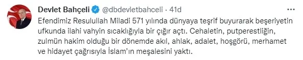 Son dakika: MHP Genel Başkanı Devlet Bahçeli'den Mevlit Kandili mesajı - 1