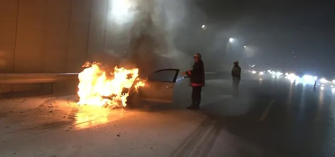 D-100'de korkutan olay! Bir anda alev aldı