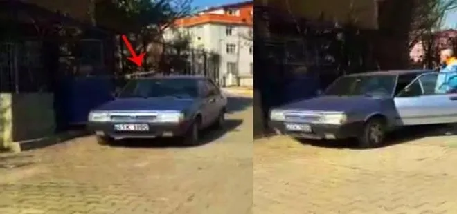 EVİNİN GİRİŞİNE ÇEKİLEN ARACA SOPAYLA SALDIRDI
