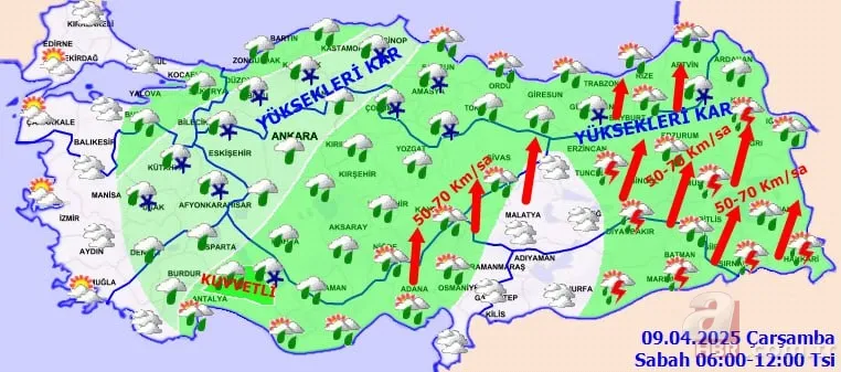 Meteoroloji'den kuvvetli fırtına alarmı | İstanbul dahil o iller tek tek işaretlendi! Günlerce kar ve çamur yağacak 6