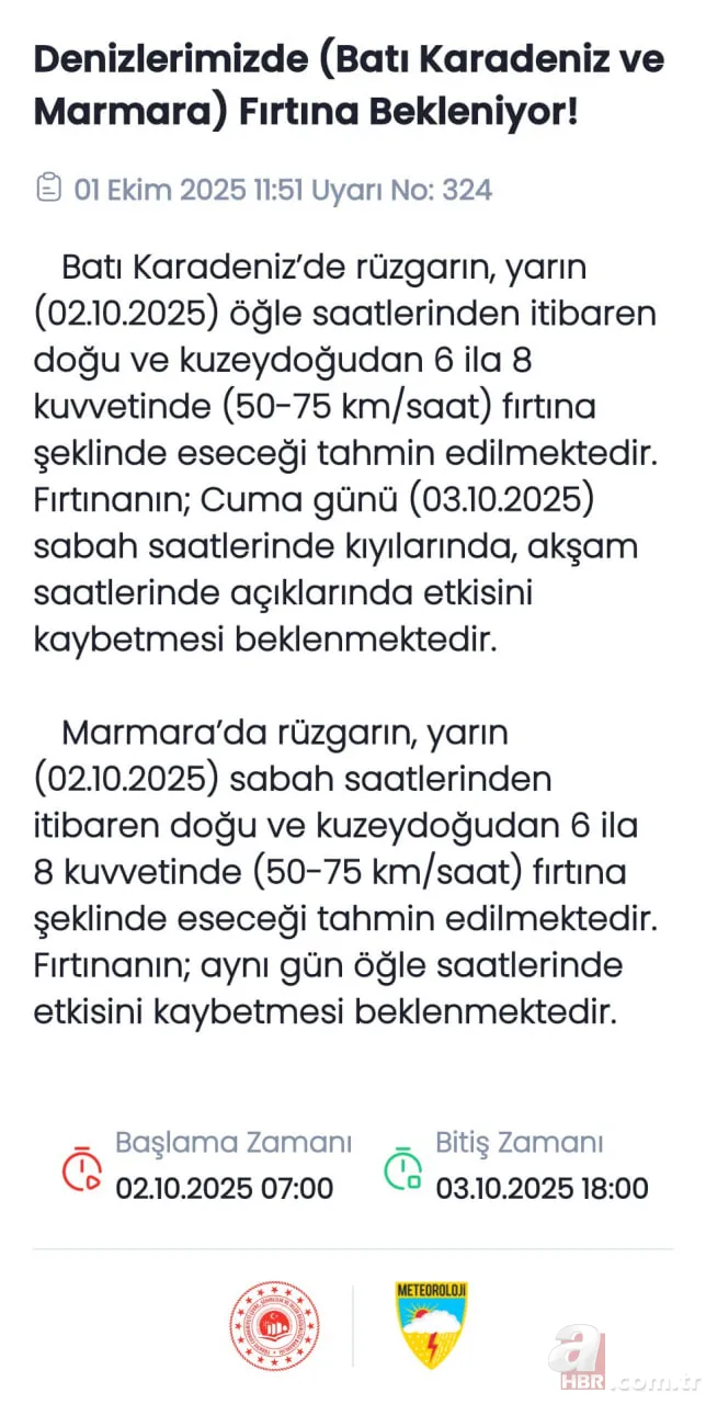 Yeni yağışlı sistem geliyor: Meteoroloji’den Marmara’ya kuvvetli fırtına uyarısı! İstanbul için saat verildi 6