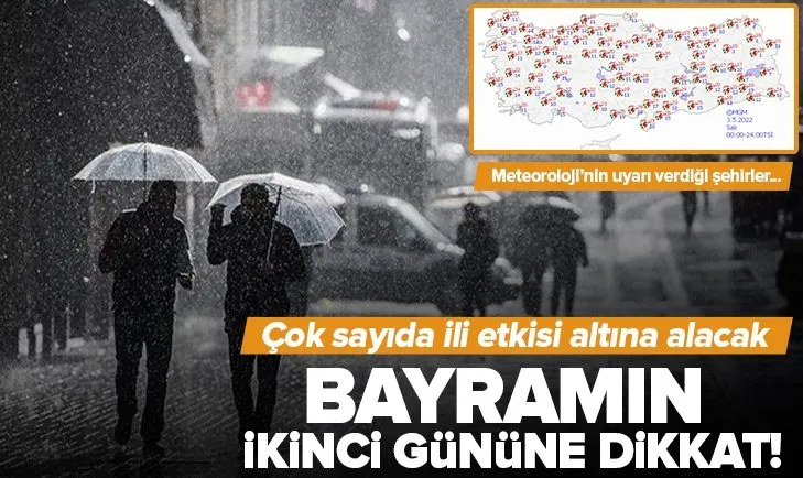Bayramın ikinci gününe dikkat! Kuvvetli sağanak yağış uyarısı! İşte Meteoroloji’nin uyarı verdiği iller...