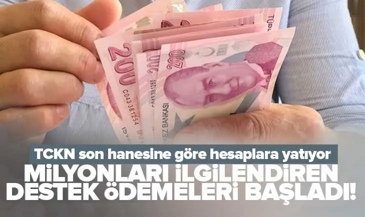 Milyonları ilgilendiren ödemeler başladı! TC kimlik no son hanesine göre hesaplara yatıyor! Destekleme ödemeleri...