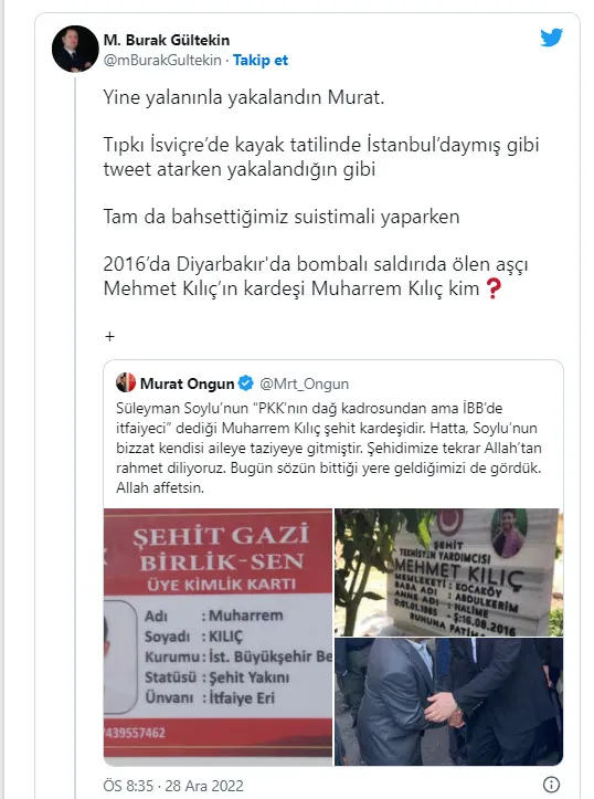 İçişleri Bakan Yardımcısı Mehmet Ersoy İBB personeli Muharrem Kılıç gerçeğini belgeleriyle ortaya koydu