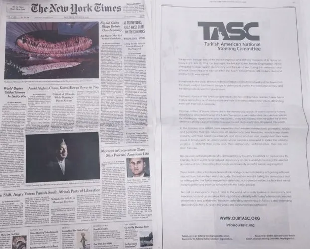 ABD’deki Türk derneklerinden New York Times’a 'FETÖ' ilanı - 1