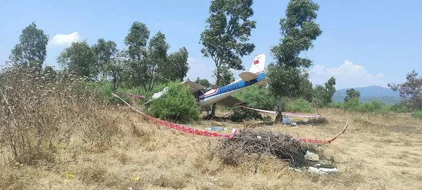 İzmir'de özel bir uçak araziye düştü - 1