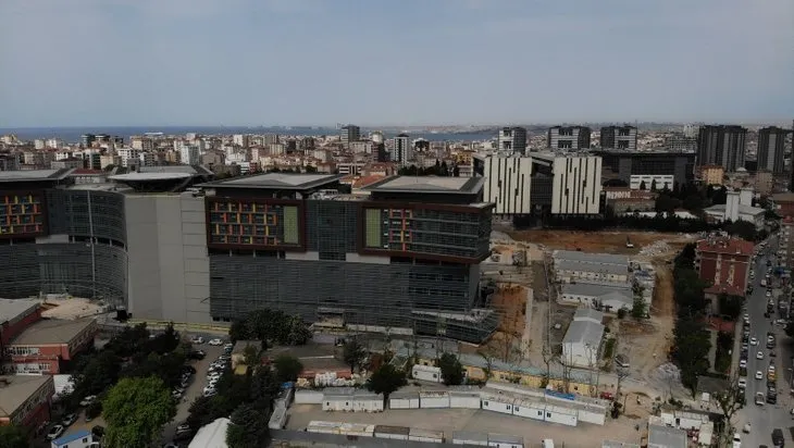 1. etabı tamamlanan Göztepe Şehir Hastanesi havadan görüntülendi