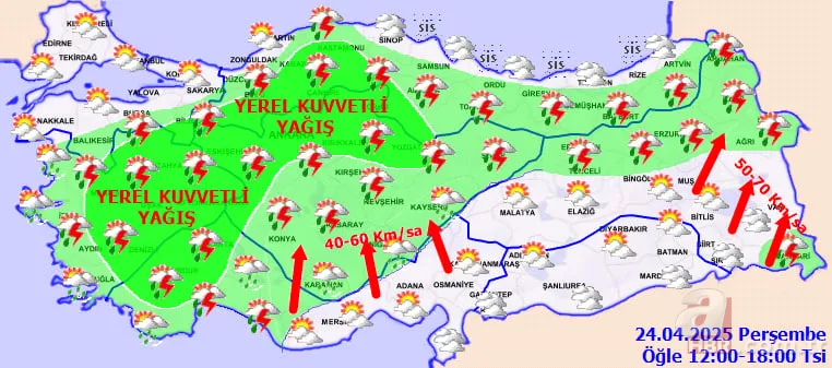 Gök gürültülü sağanak vuracak! 20 il için sarı kodlu fırtına uyarısı geldi: Meteoroloji 24 Nisan hava durumu 10