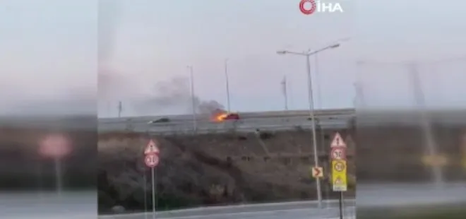 Kuzey Marmara Otoyolu'nda panik anlar! Alev topuna döndü